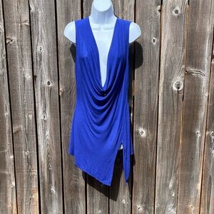 Venus cowl v-neck blue top size small or extra small